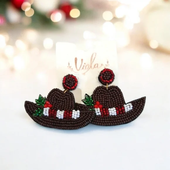 Festive Cowgirl Statement Earrings – Holiday Style - Picture 2 of 9